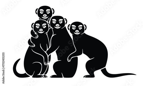 Vector illustration of a cute cartoon bear, elephant, cat, and dog