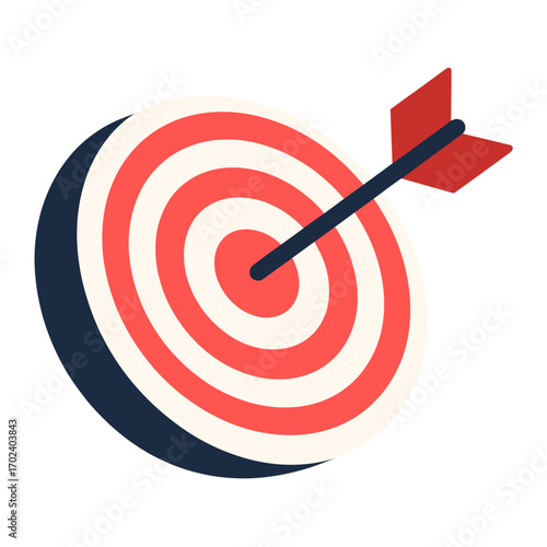 Target with Arrow Hitting the Bullseye, Achieving Goals and Success Illustration