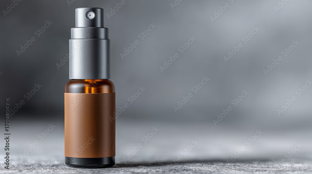 Fototapeta premium Amber pump bottle with right copy space