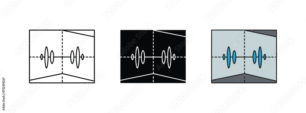 Obraz premium Vector art of three abstract representations of sound waves in different styles