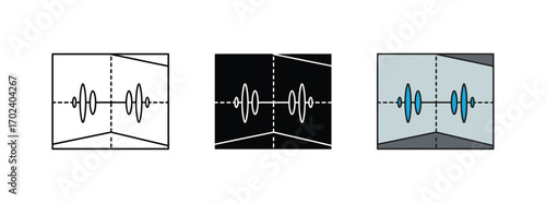 Vector art of three abstract representations of sound waves in different styles