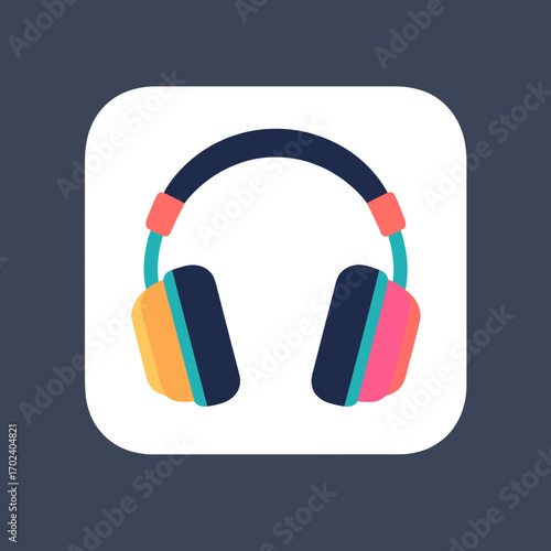 Colorful Headphones Flat Design Illustration for Music Listening and Audio Entertainment