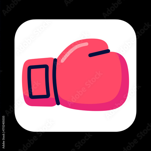 Red Boxing Glove Icon with Rounded Square Background for Sports and Fighting Illustration