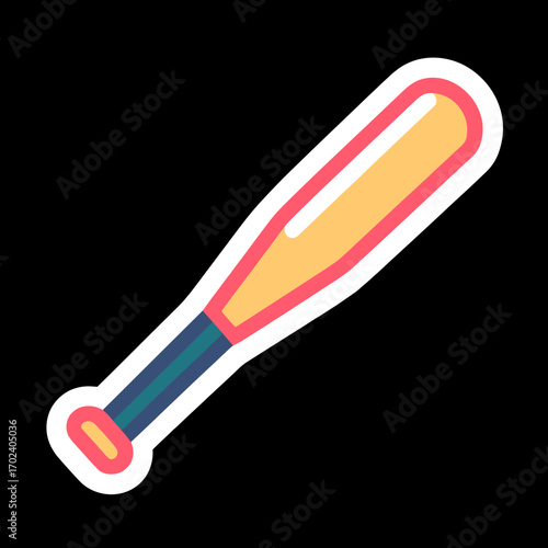 Isolated Baseball Bat Illustration with Red and Yellow Design on Black Background