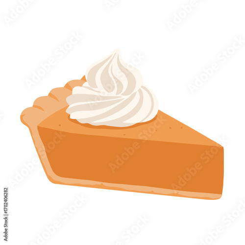 Slice pumpkin pie with whipped cream