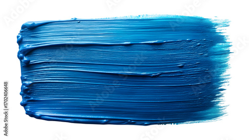 Photos Close-up textured blue oil paint brushstroke on transparent background