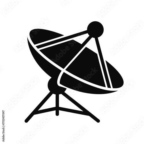 Satellite Dish Icon Silhouette of a Telecommunications Antenna for Digital Signals