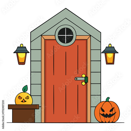Haunted House Door Illustration