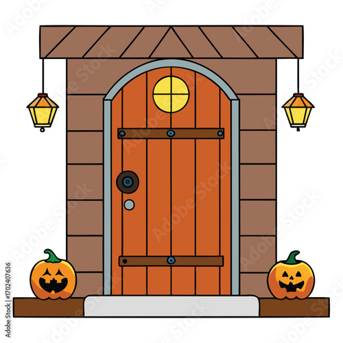 Haunted House Door Illustration