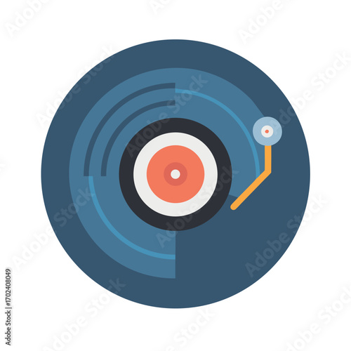 A vinyl record with a red label is a symbol of target success in music, an iconic round business design