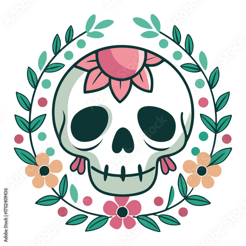 skull with flowers
