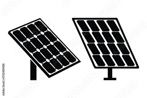 Simple Black and White Solar Panel Icons
