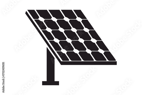 Minimalist Solar Panel Icons in Black and White