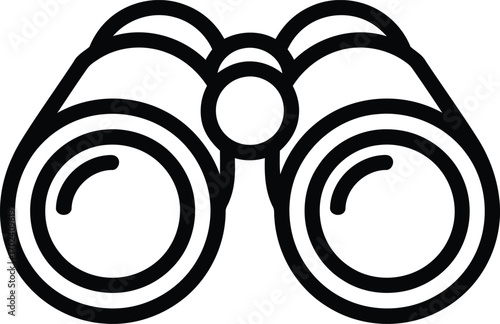Black and White Binoculars Icon Representing Exploration, Observation, and Seeking Adventure in a Minimalist Design for Versatile Usage Options and Applications
