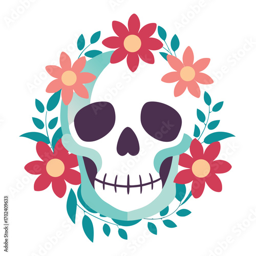 skull with flowers