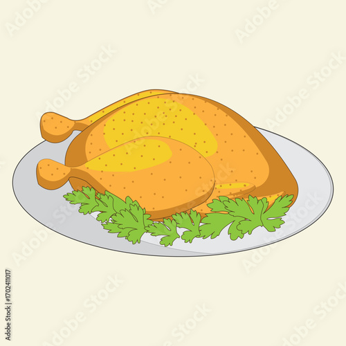 Fried chicken on a platter, kitchen, cooking, food, dishes, baked chicken