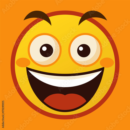 Joyful smiley face emoji ball with wide grinning mouth and big eyes fun accessory