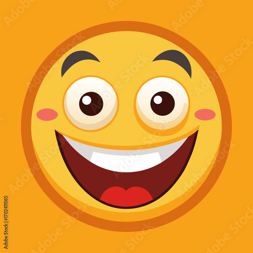 Joyful smiley face emoji ball with wide grinning mouth and big eyes fun accessory