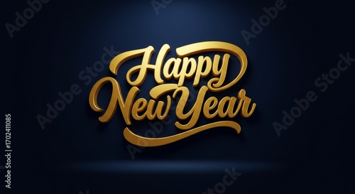 Elegant 3D calligraphy  Happy New Year