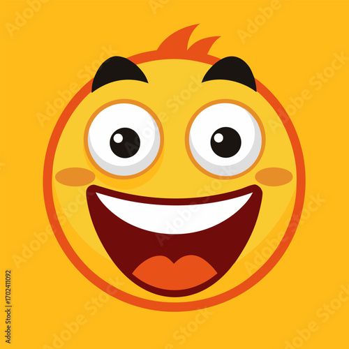Joyful smiley face emoji ball with wide grinning mouth and big eyes fun accessory
