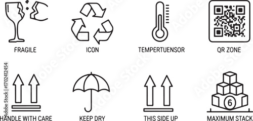 Set of Outline Shipping and Handling Packaging Symbols