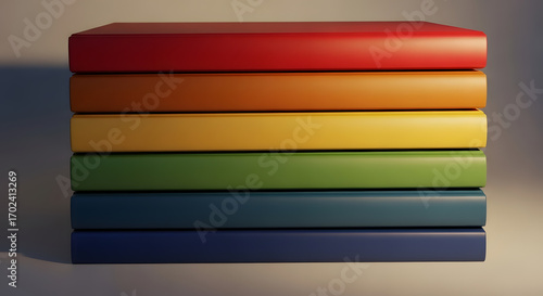 Wallpaper Mural Side View of Stacked Blank Books with Vibrant Covers on Neutral Surface Torontodigital.ca