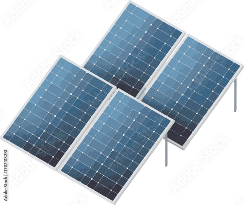 solar panels on white background