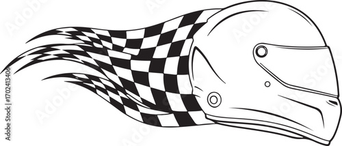 Racing Helmet with Dynamic Checkered Flag Stream