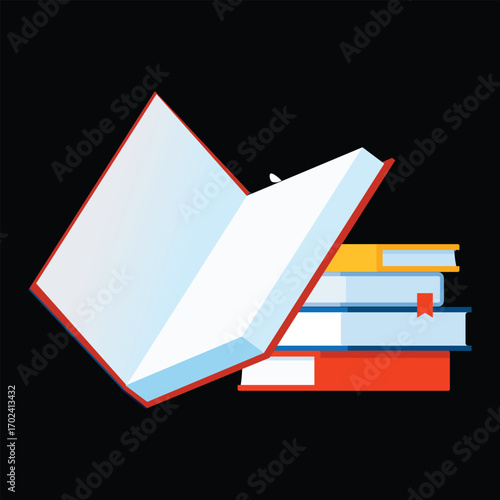 Books Design Elements Vector Pack – Open Book, Stack of Books, and Study Illustration Concept