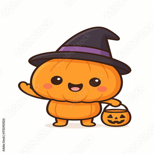 halloween witch with pumpkin