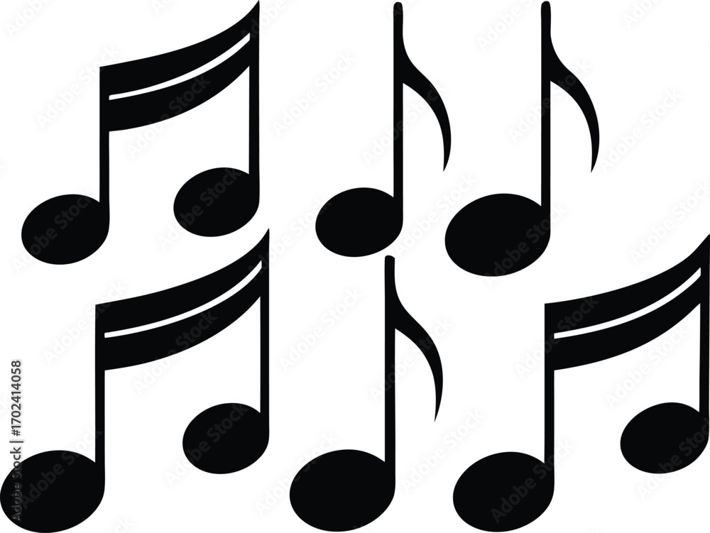 Naklejka premium set of Music notes icon Music notes symbol, vector illustration