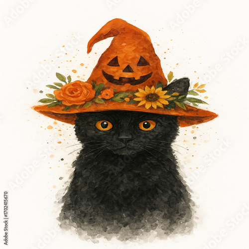 halloween witch with pumpkin