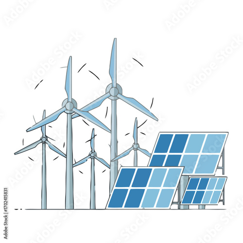 Wind turbine and solar panel for renewable energy