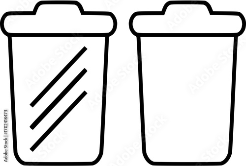 Collection of trash and recycle bin line icons. Vector symbols for delete, remove, waste disposal, and eco-friendly concepts