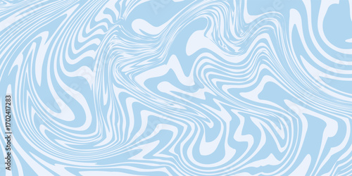 Abstract seamless pattern background with blue and white waves. Trendy vector illustration in retro psychedelic style.