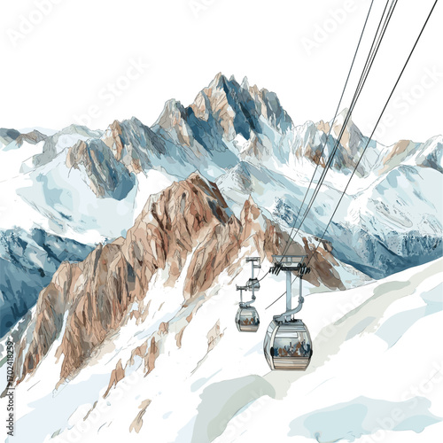 Zugspitze. Zugspitze watercolor vector illustration