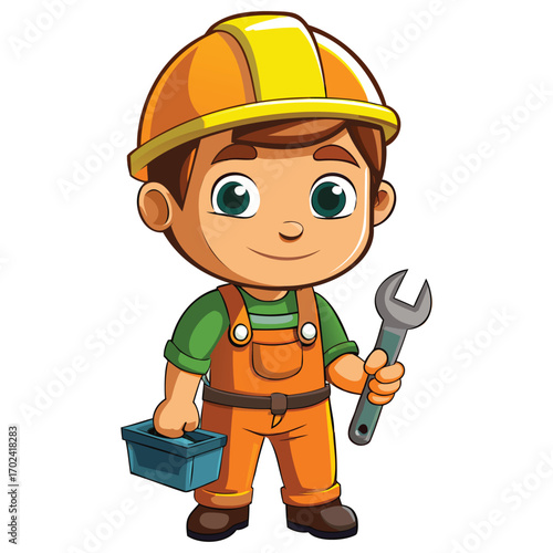 Cartoon Mechanic Character Illustration