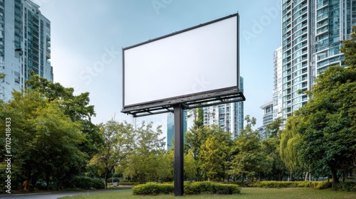 Wallpaper Mural Blank Billboard Mockup in Urban Park Setting for Advertising and Marketing Campaigns, Ready for Customization Torontodigital.ca