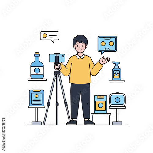 Man selling product online