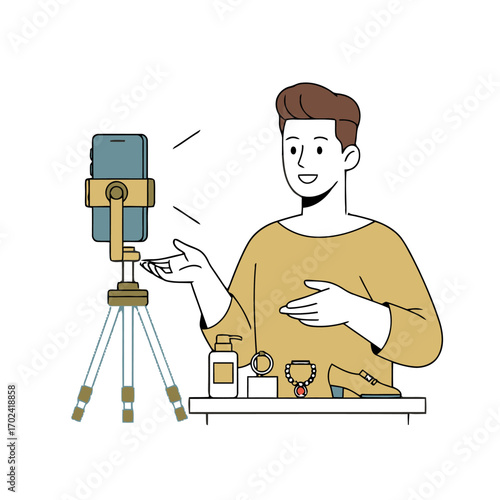 Man is live streaming jewelry
