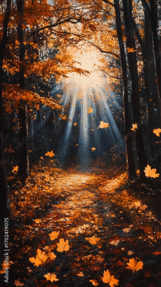 Fototapeta premium Autumn magical forest background