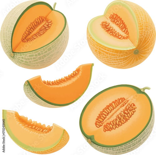 set of ripe melon