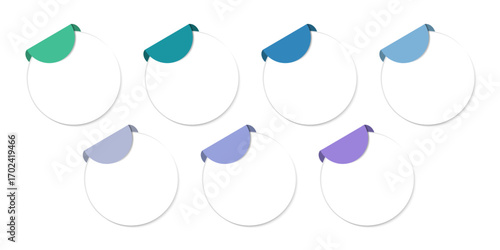 Infographic circle label template set with colorful top tabs for text, banner, business presentation, step process, workflow, modern information design vector illustration.