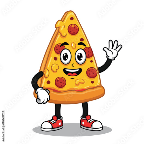 a vector of a cute cartoon pizza