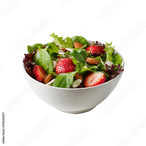 Fresh Strawberry Almond Salad in White Bowl