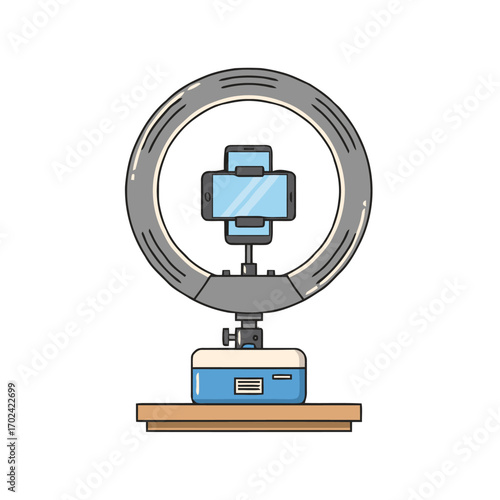 Ring light with smartphone for live streaming