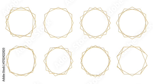 Elegant geometric frames set abstract golden polygon designs decorative borders collection