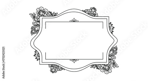 Elegant floral bordered empty frame for text and invitations decorative design elements