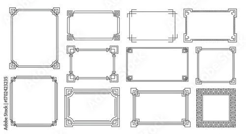 Collection of decorative ornamental borders and frames for graphic design projects
