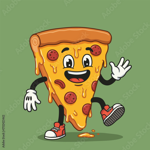 a vector of a cute cartoon pizza